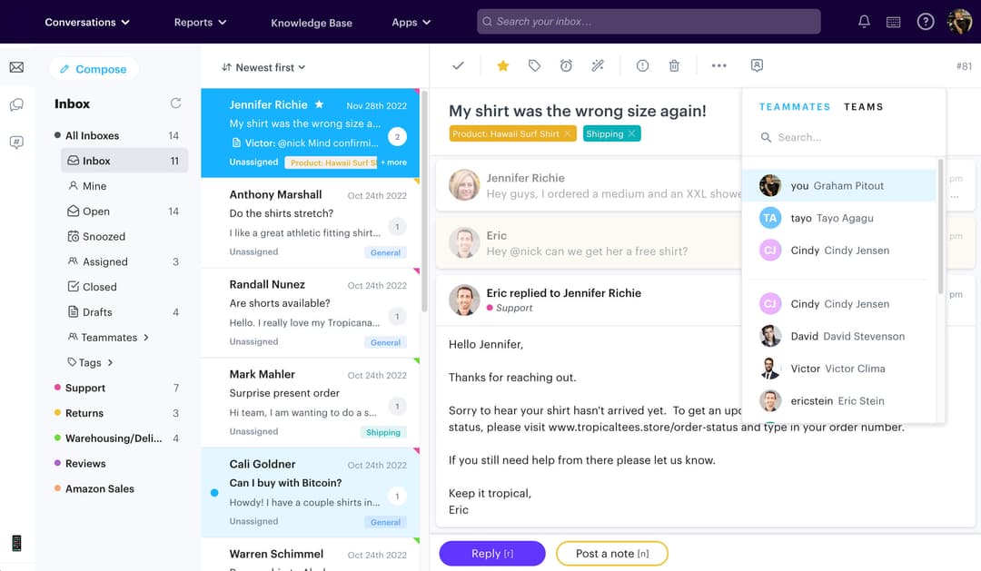Ticket Management interface demonstration