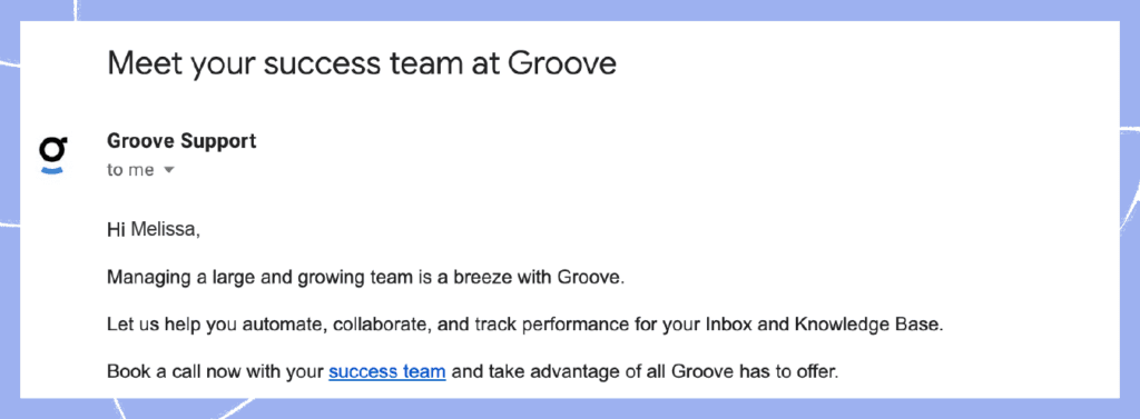 welcome email from our customer success team