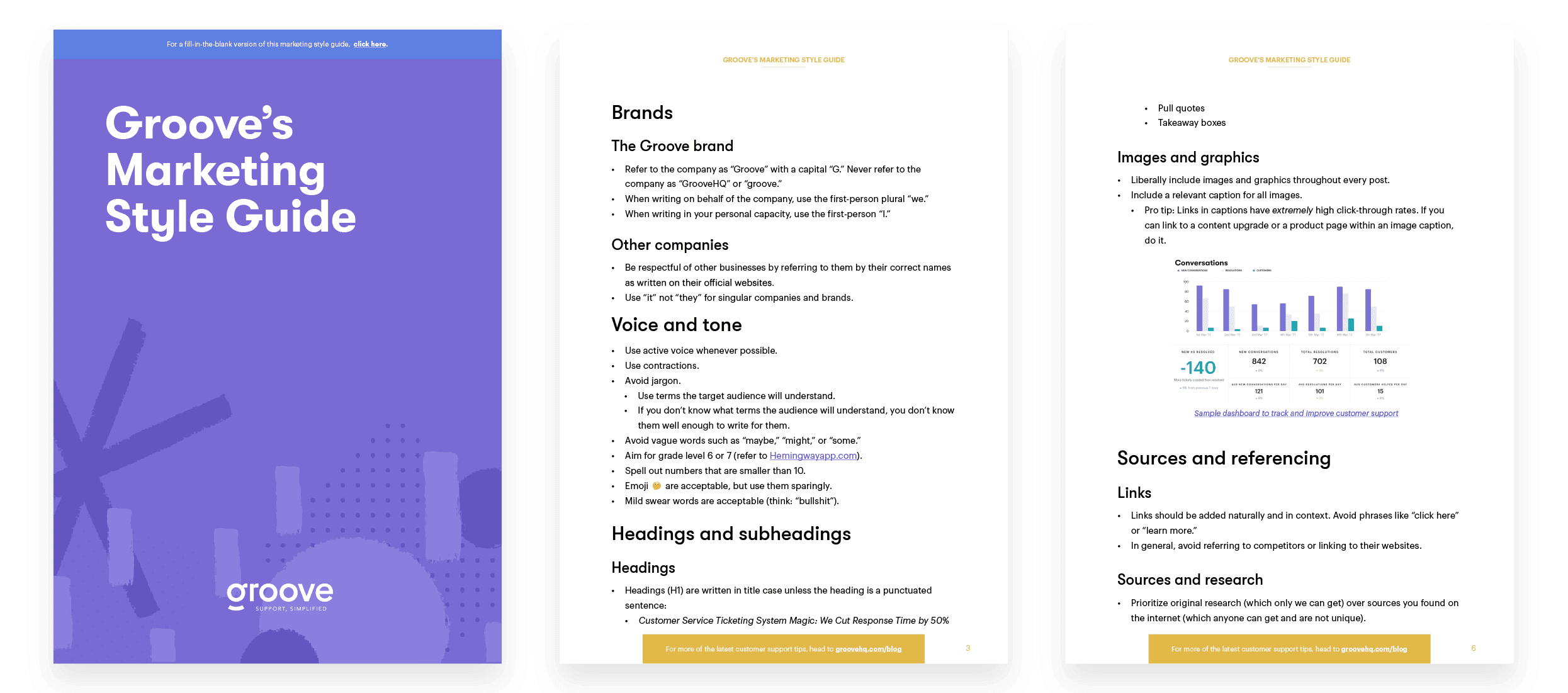 Download Groove’s internal marketing style guide, complete with a fill-in-the blank template you can use to create your own.