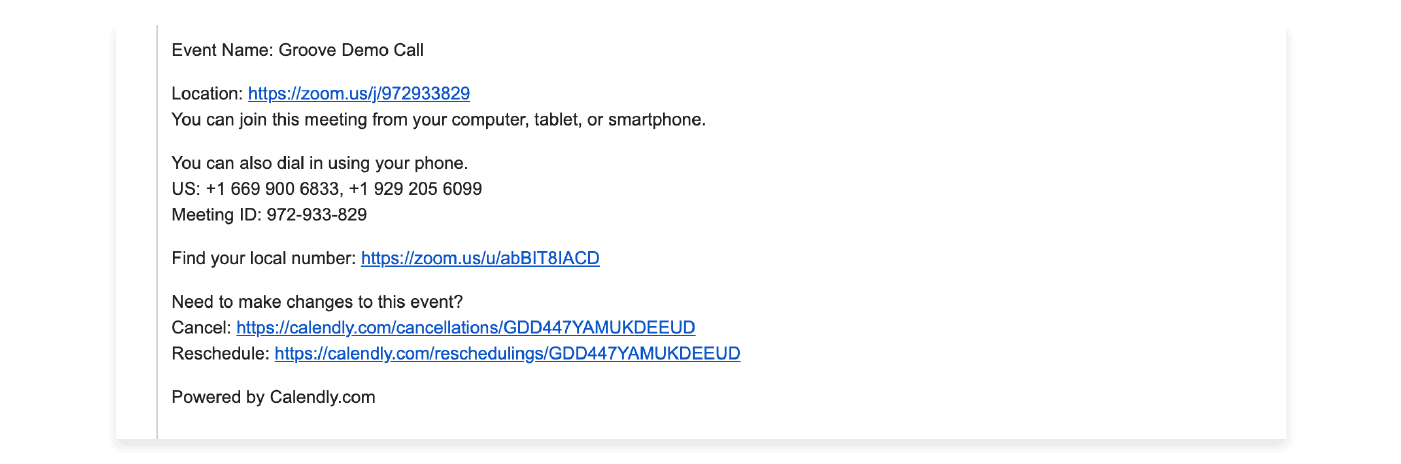 zoom links embedded in calendar invites