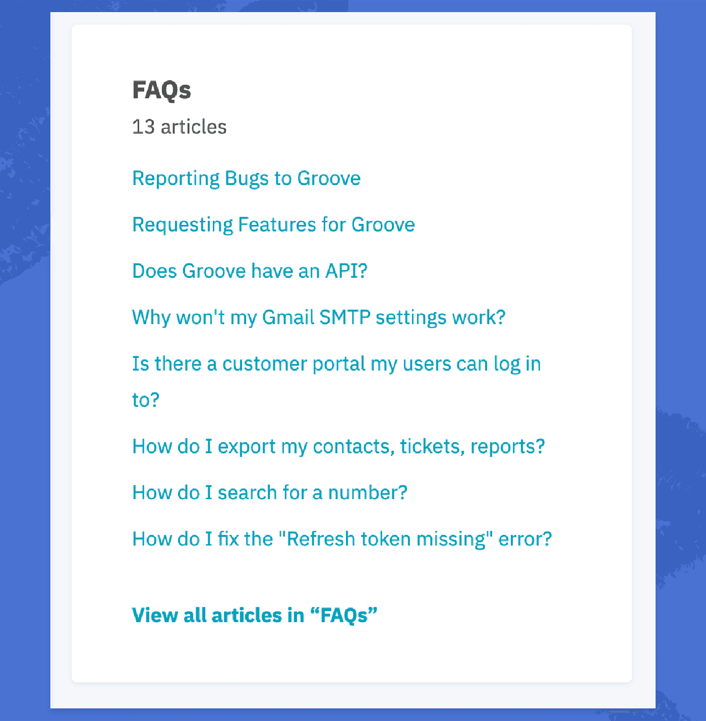 building knowledge base FAQ example