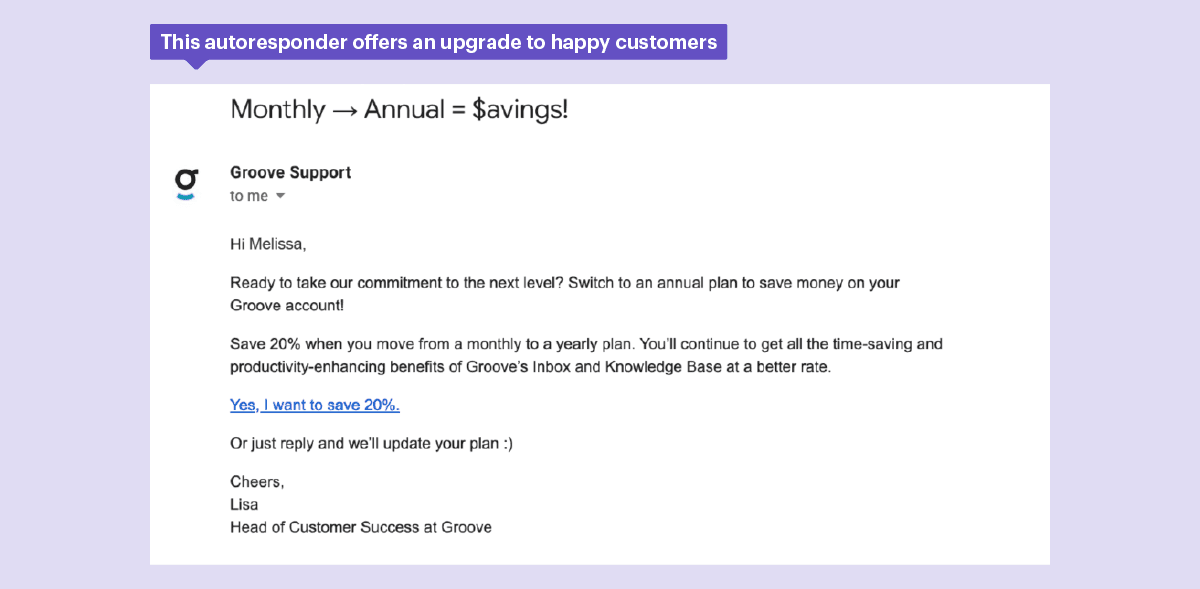 This autoresponder is used to upsell customers.