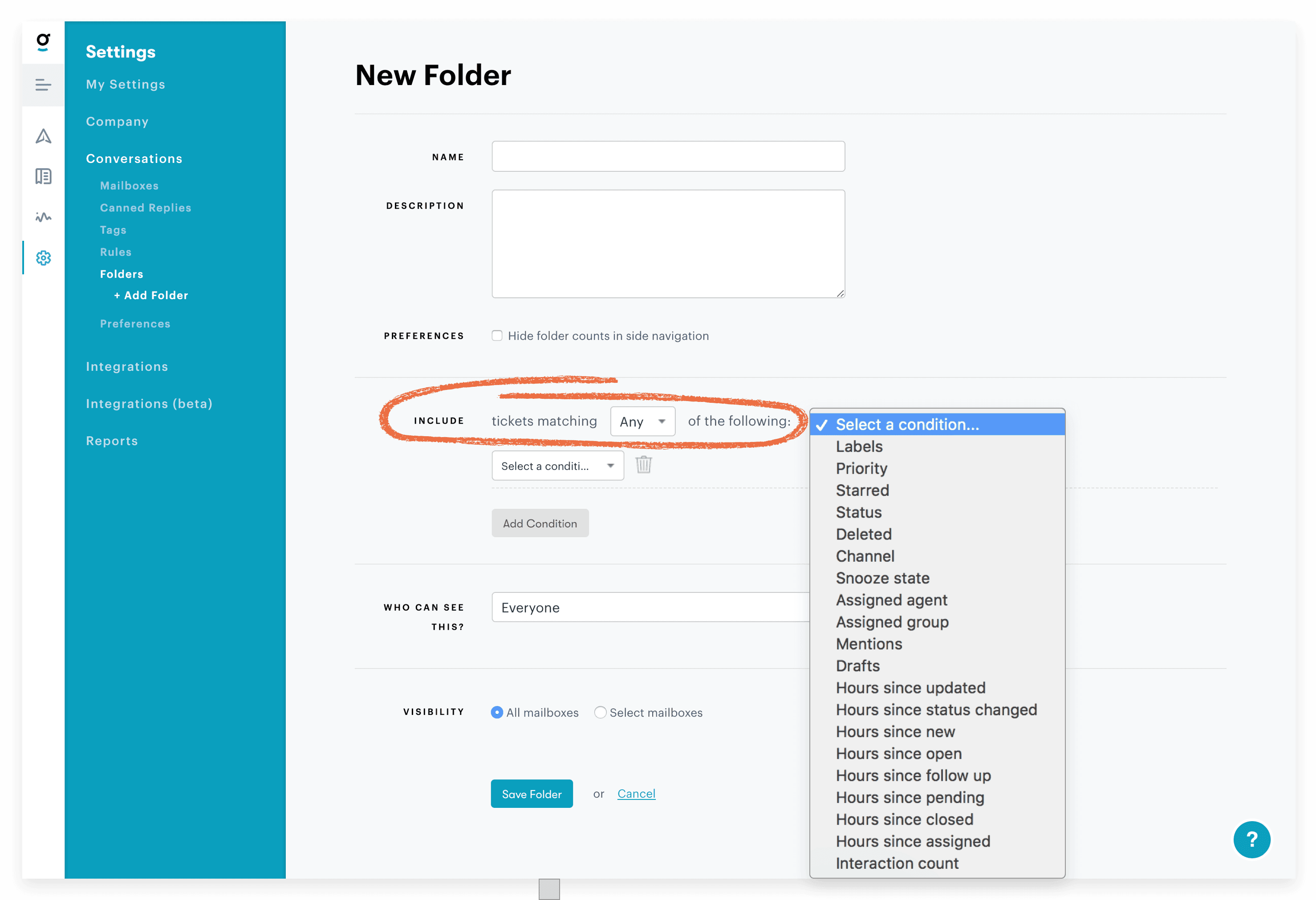 Conditional logic to automate inbox folders