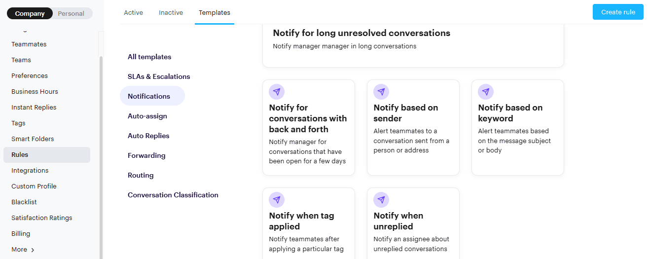 Groove's reminders for customer support efficiency.