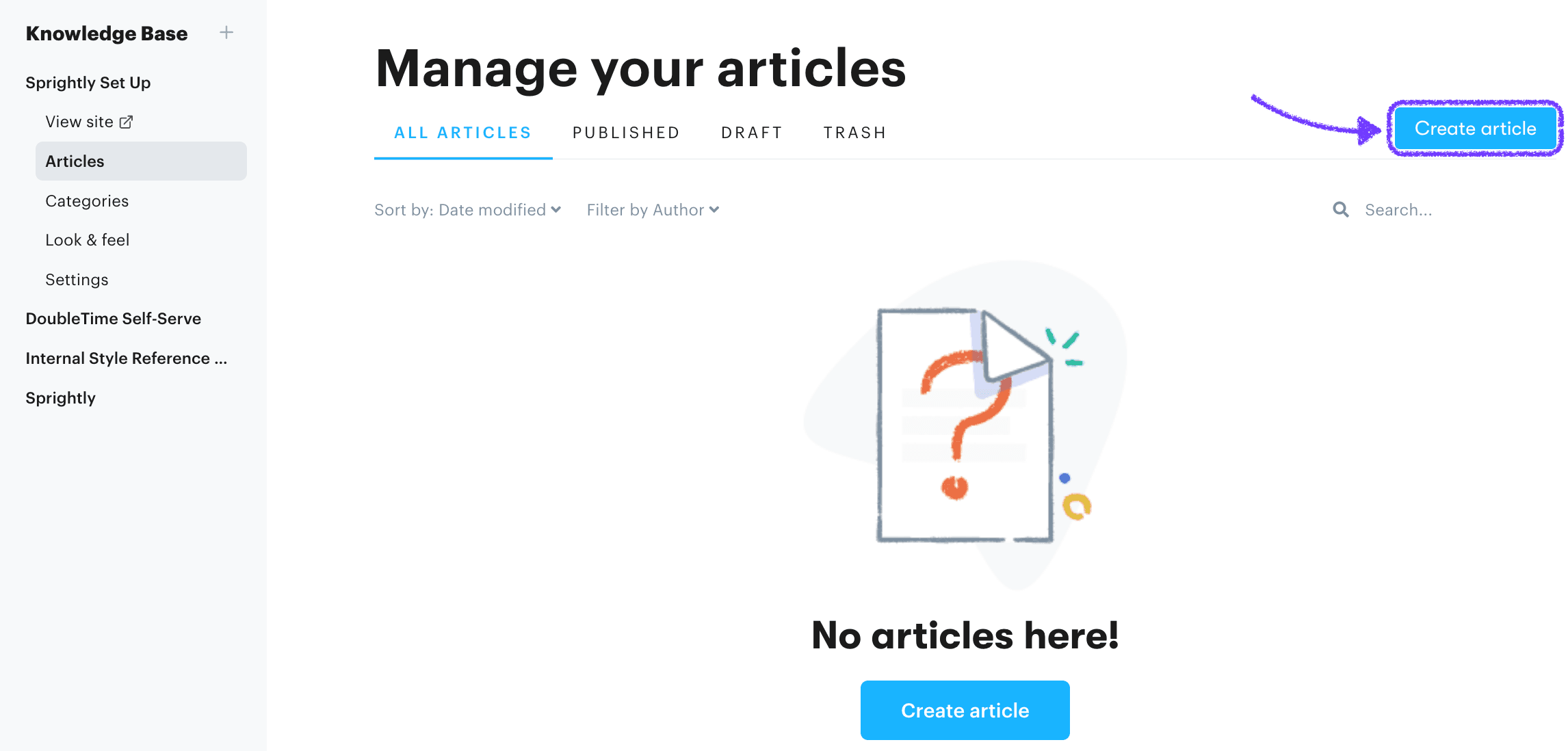 setting up knowledge base article example