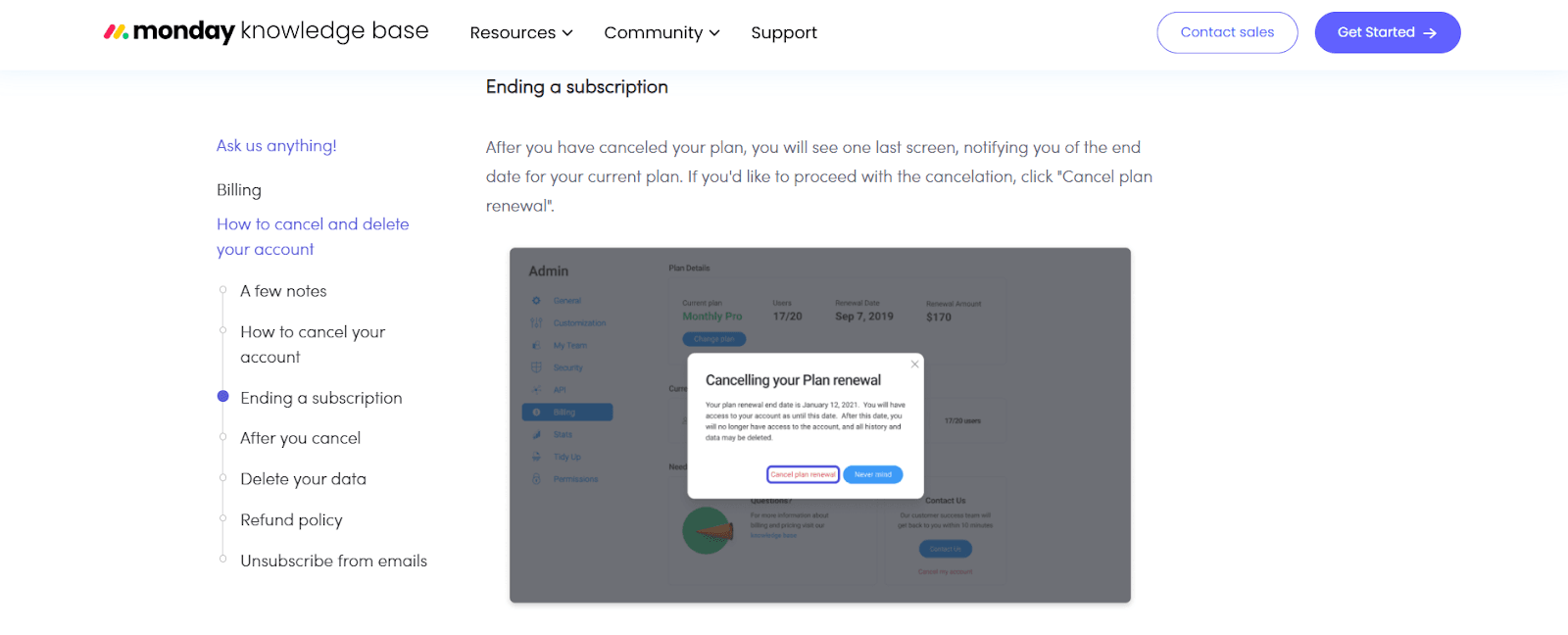 Monday.com has an explicit refund policy posted to their website based on the nature of their subscription plans.
