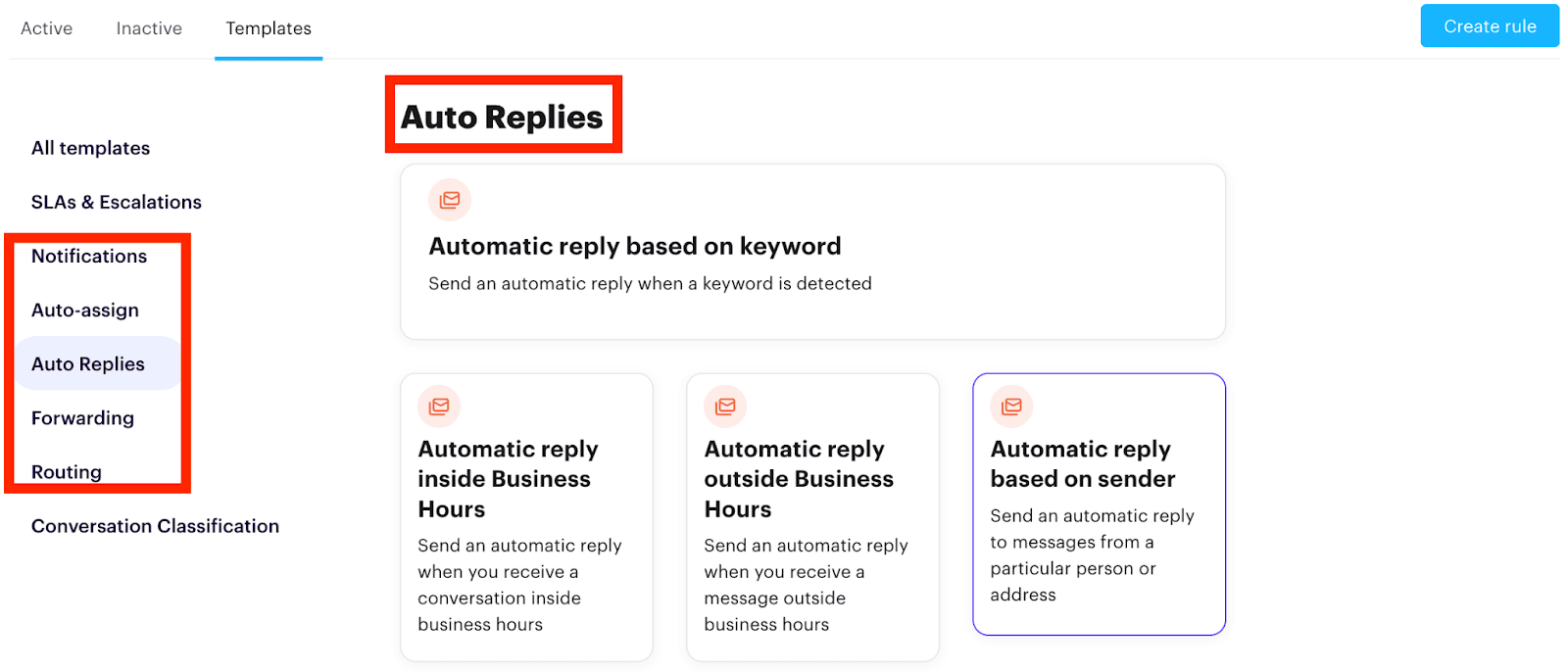 Within a help desk like Groove, you can easily set up automation rules to help cut down on response time.
