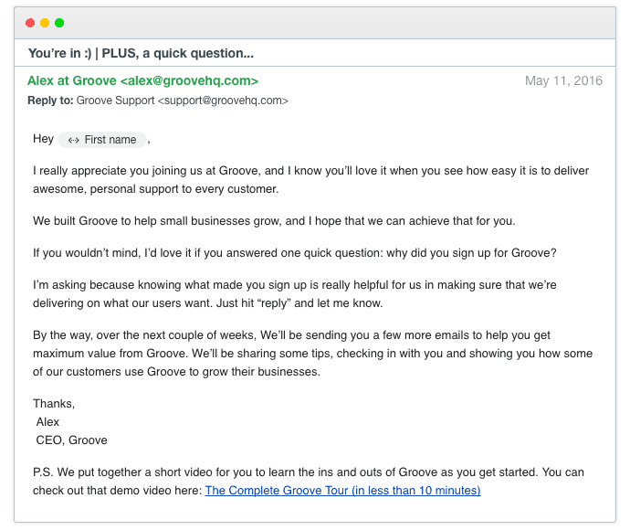 Automated onboarding emails: You're in
