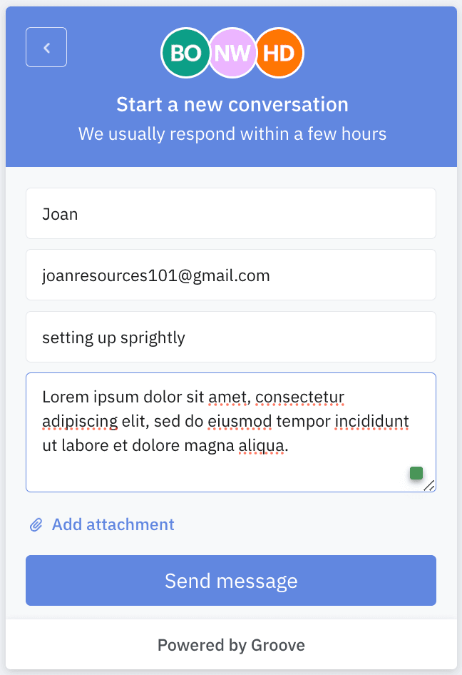 example of customer support web widget without a knowledge base