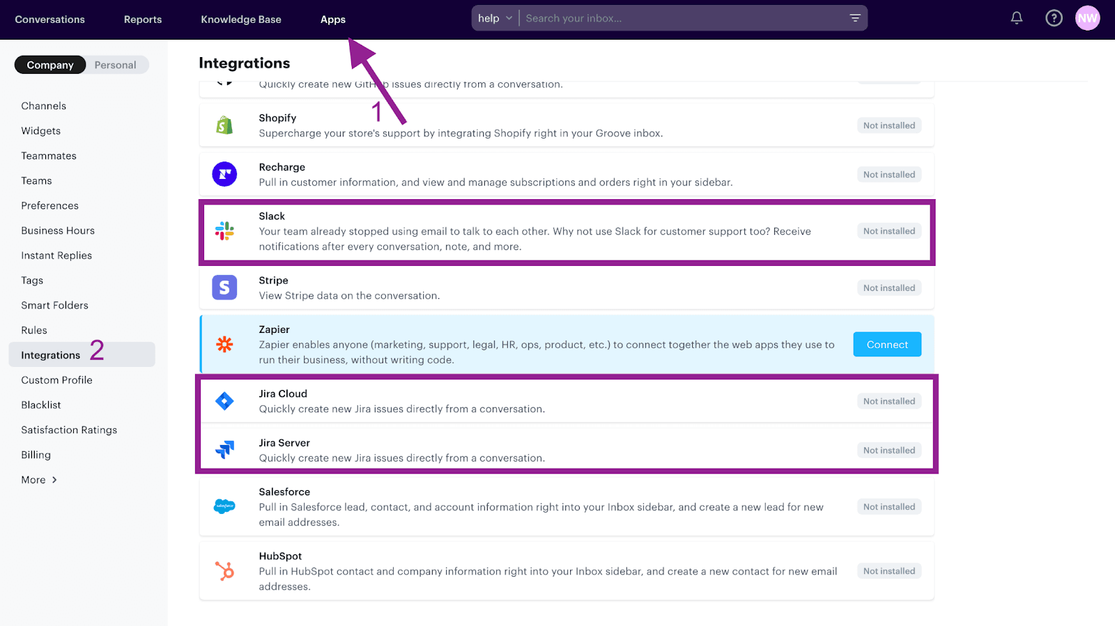 Groove integrates with dozens of other popular customer service tools.