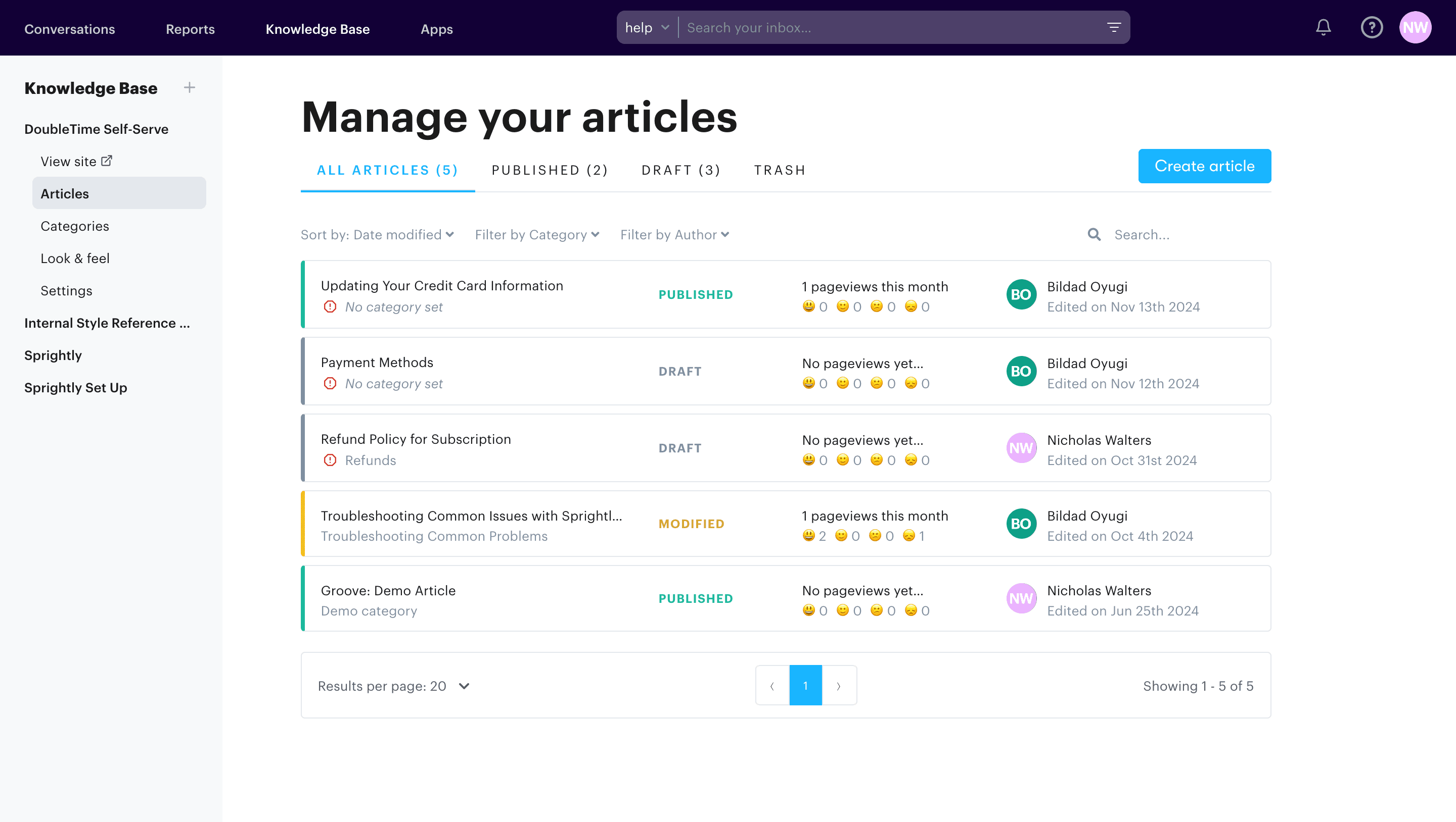 You can build a database of content to train your conversational AI tool on within Groove.