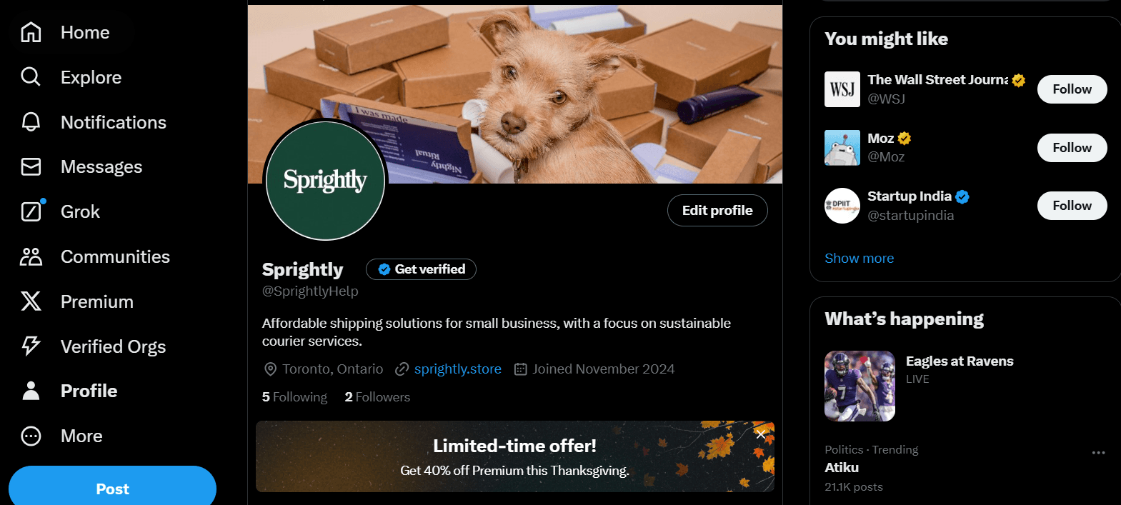 X (formally known as Twitter) as one of many potential communication channels customers may contact you through).