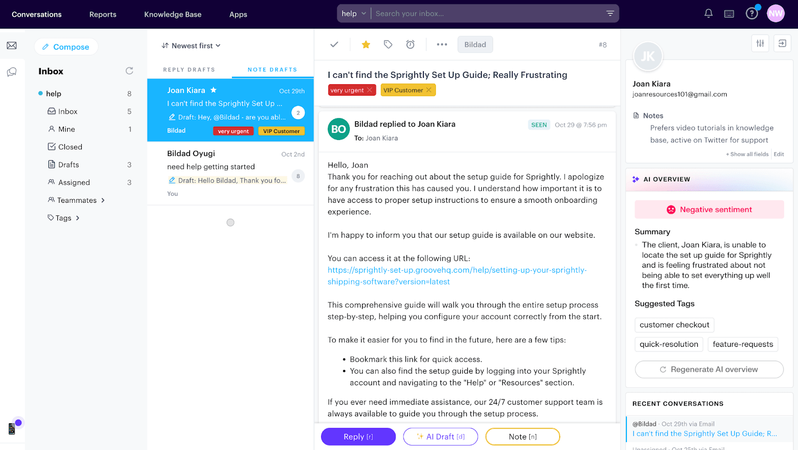 An example of a help desk tool, Groove. As the best customer service software for small business, it focuses on accessibility.