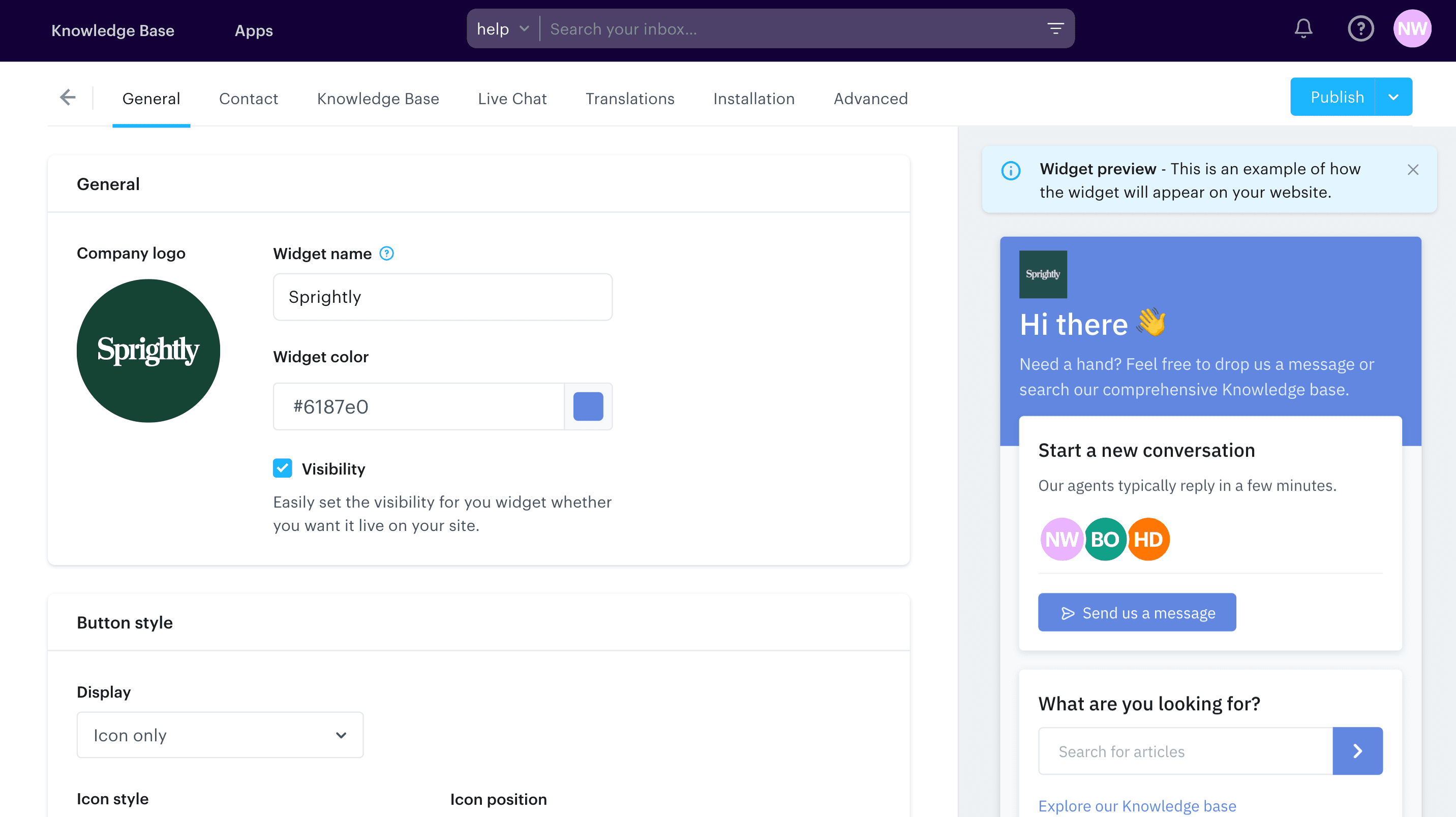 Groove enables a live chat widget that can be embedded on your website or in-app. It isn't AI.