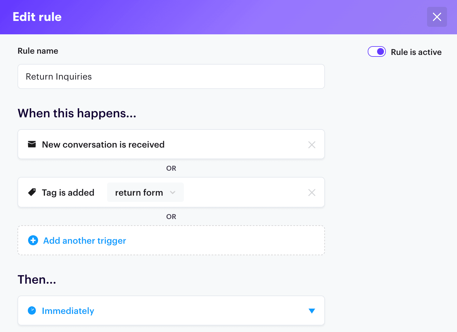 You can create and edit rules within Groove to sort tickets automatically.