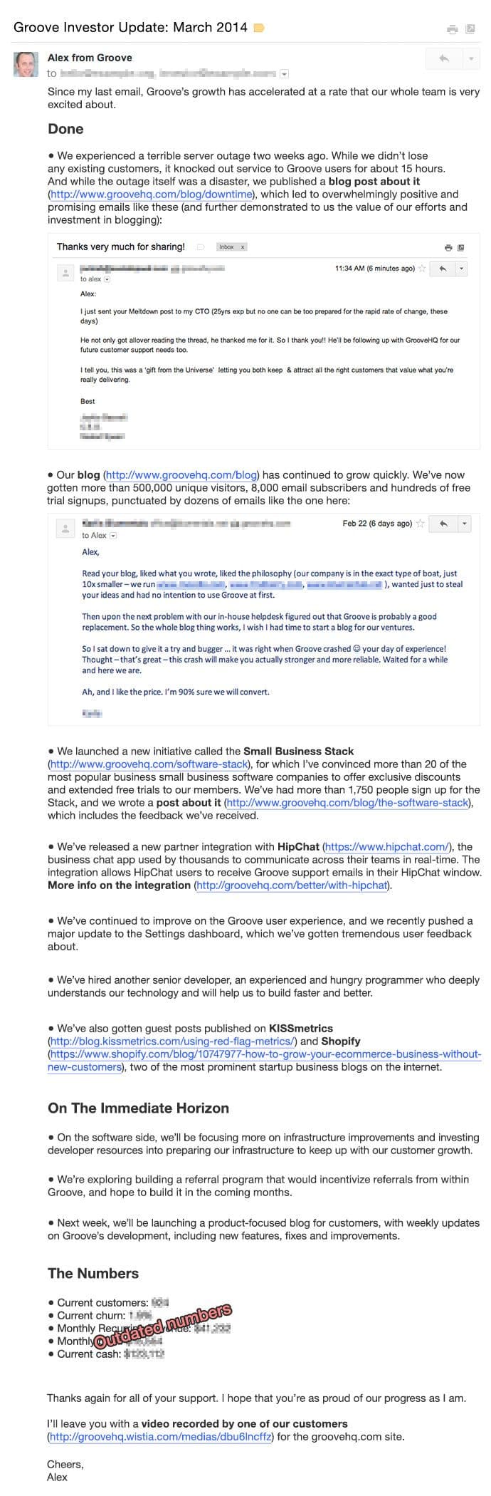 Example Investor Update