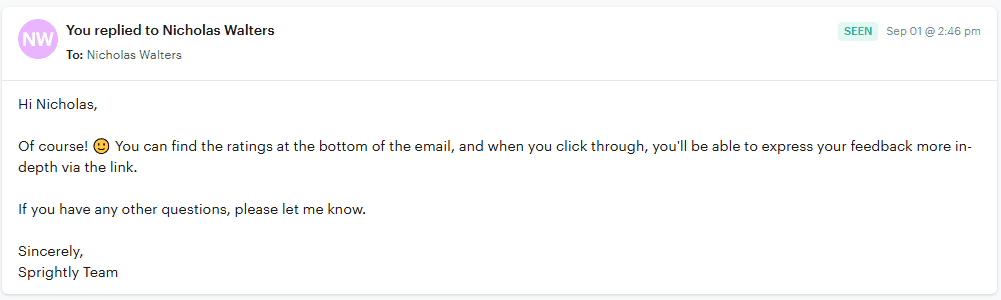 An example of a direct, to-the-point email response to a customer inquiry that is still respectful.
