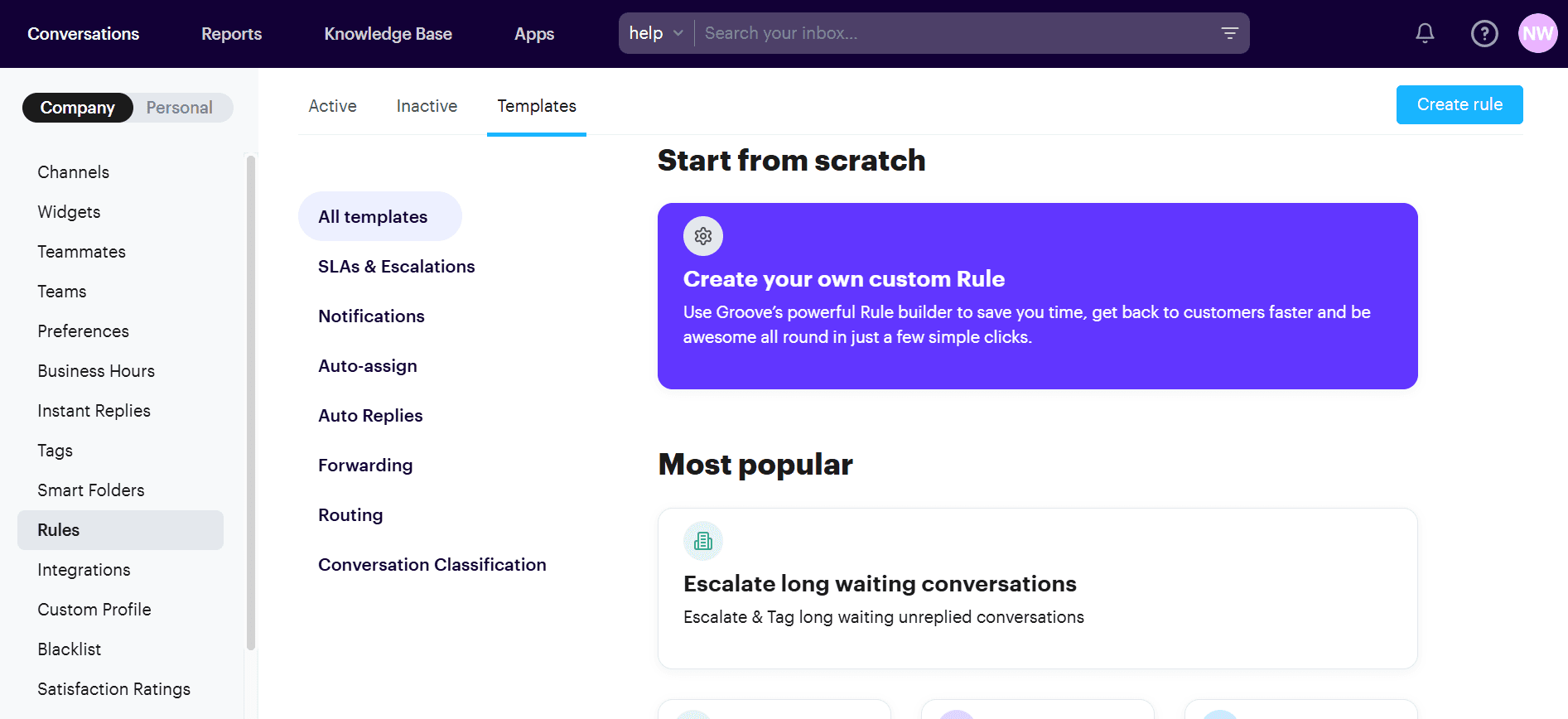 Contextual guidance in Groove helps to concisely explain different features and tools so they're easy to understand.