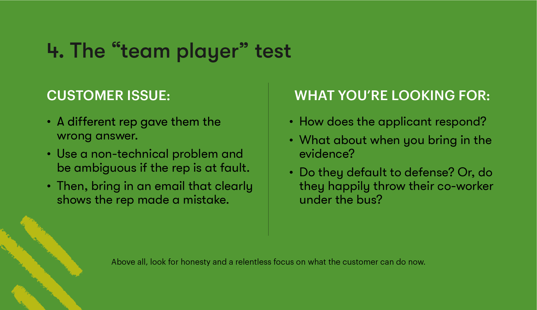 Customer service interview question 4 - The team player test