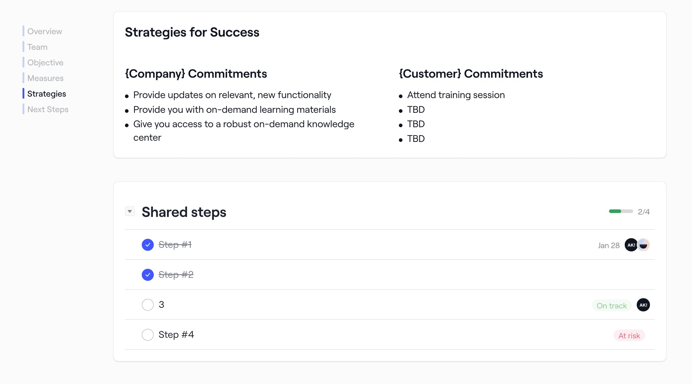 Online tools and resources like Dock provide free templates you can use to create a proactive customer success plan.