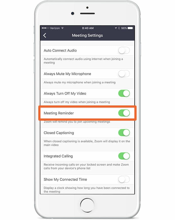 Zoom tips: Meeting reminder on mobile