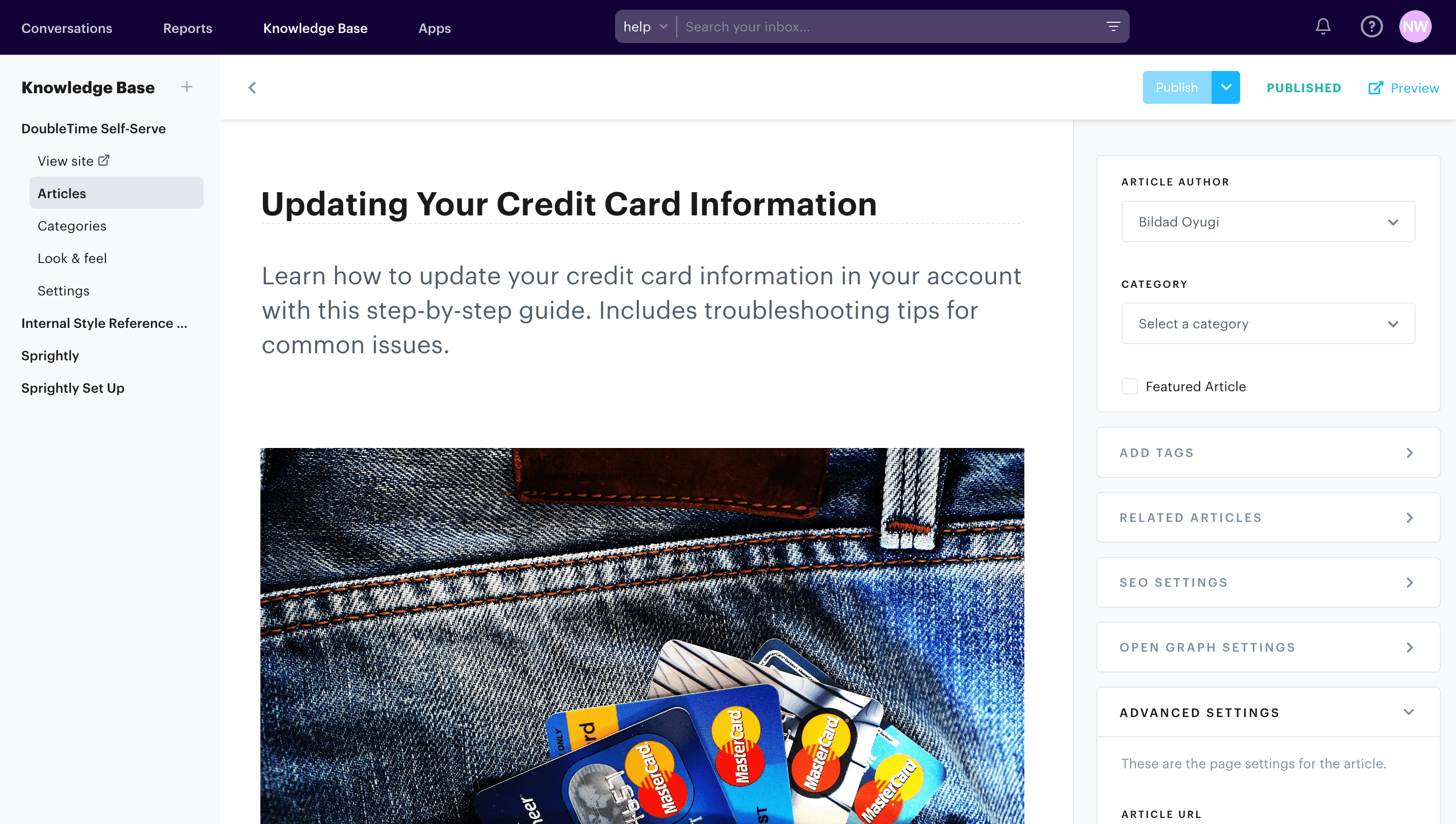 An example of an article, built within Groove, that can be repurposed for conversational AI.