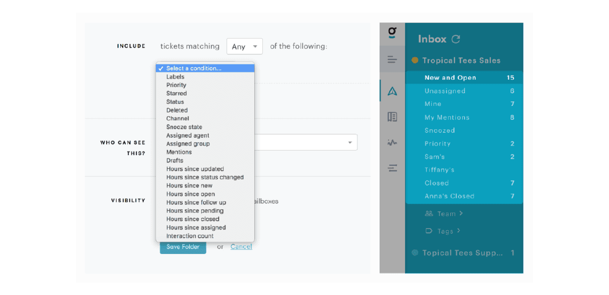 Gmail shared inbox lacks organizational tools for different departments unlike Groove's shared inbox.