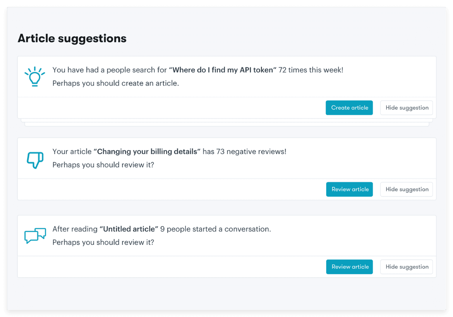 Artificial intelligence for suggested articles