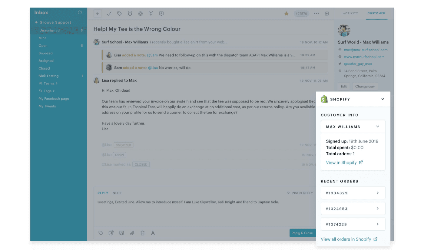 Customer service app 3 Shopify