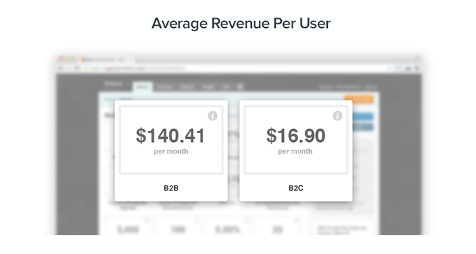 Average Revenue Per User: B2B $140.41, B2C $16.90