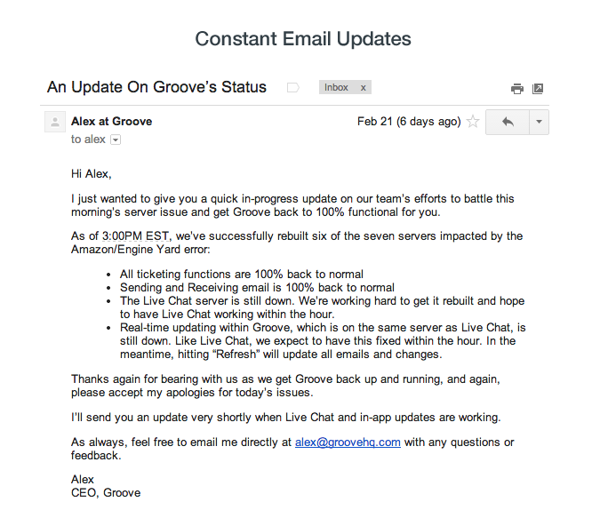 Constant email updates