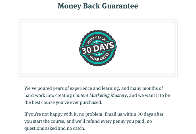 Selling online course: Money back guarantee