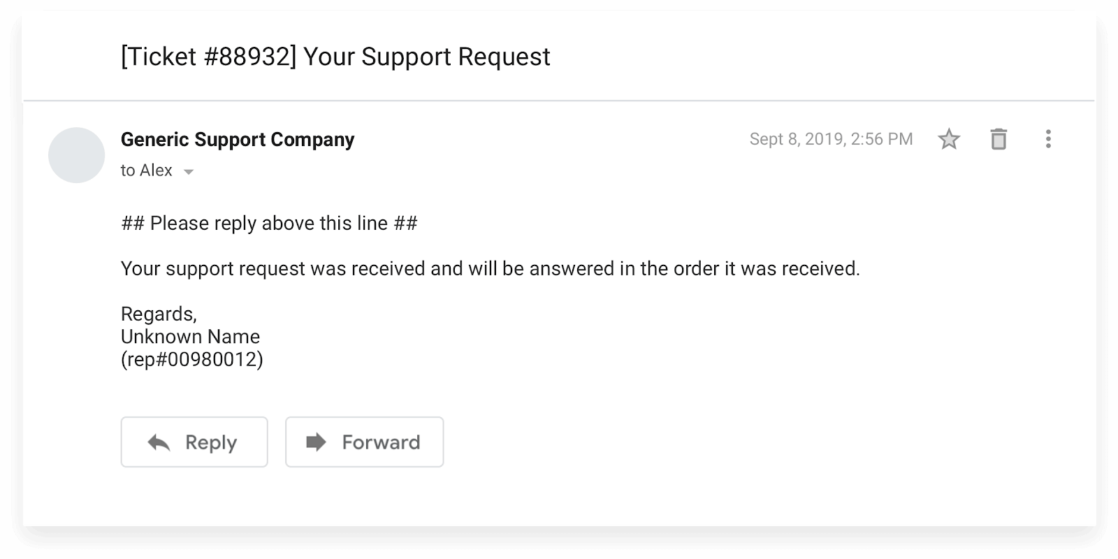 Email Auto Reply Template