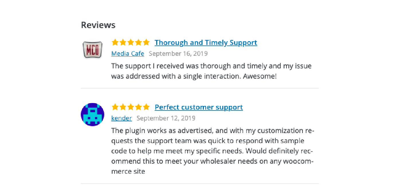 Good Customer Service Reviews Examples 2 wordpress plugin reviews mentioning good customer support
