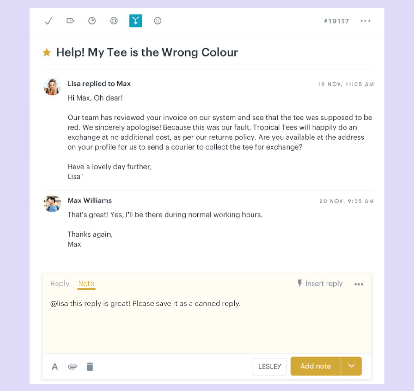 online customer support example of turning a good reply into a canned reply