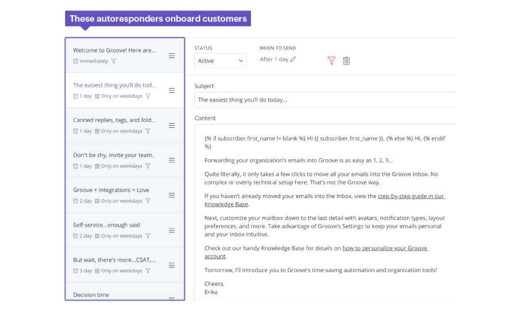 This autoresponder series is used for customer onboarding.