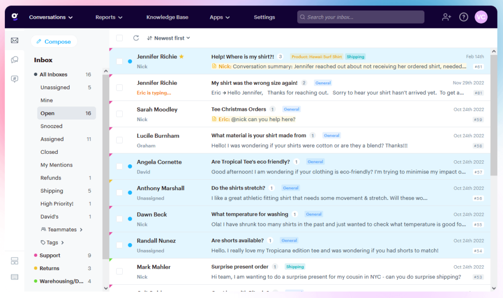 The Groove dashboard for effective customer service.
