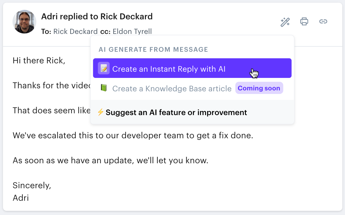 AI reply