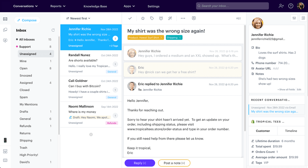 Shared Inbox interface demonstration